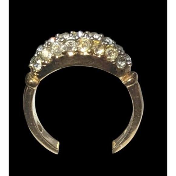 Elegant Glam Triple Crystal Layer Gold Tone Ring Size 5 - Picture 8 of 11